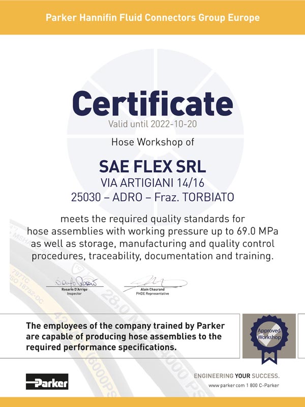 Sae Flex Certificato Parker